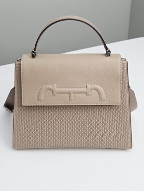 AUTHENTIC CAROLINA HERRERA DOMA INSIGNIA SATCHEL BAG - TAUPE